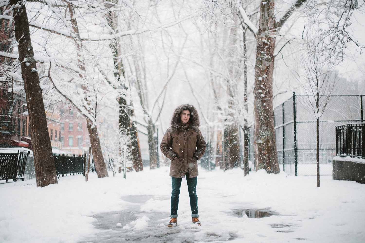 a person standing in the snow